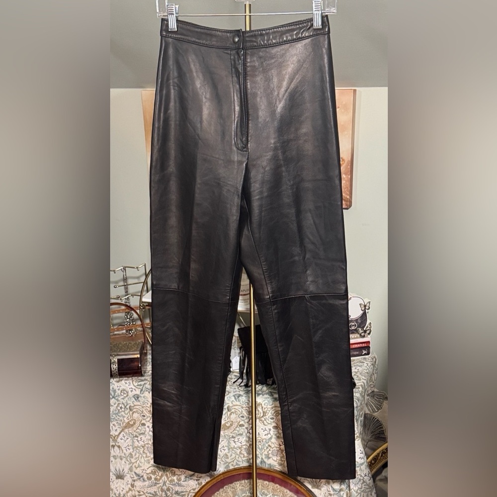EUC Sibylle Lyn Leather Co Dark Brown Fully Lined Leather Pants